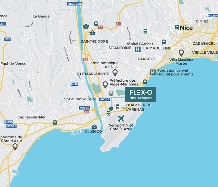Localisation Flex-O Nice Aéroport
