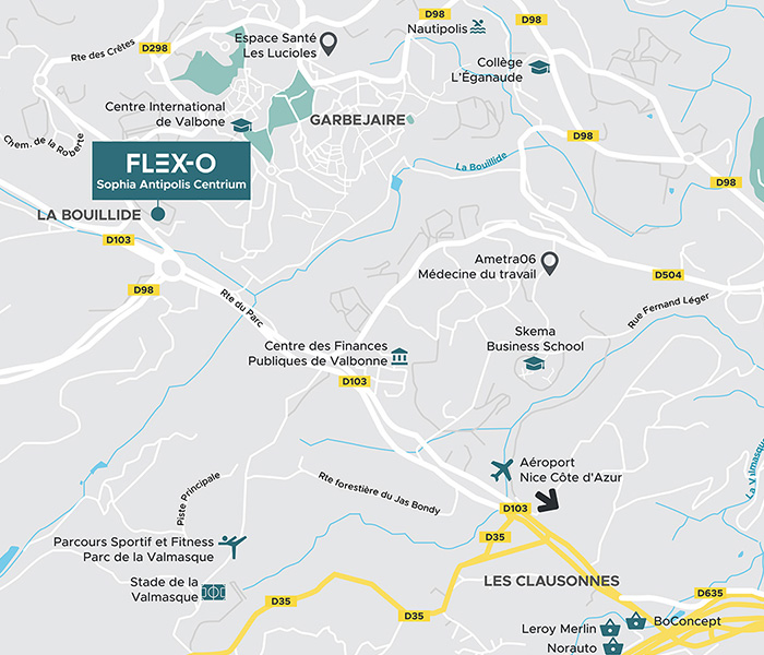 Localisation Flex-O Sophia Antipolis Centrium