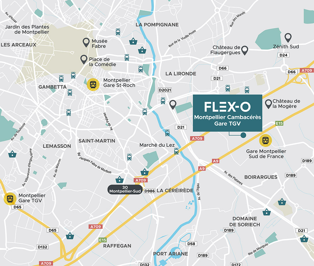 Localisation FLEX-O Montpellier Cambacérès Gare