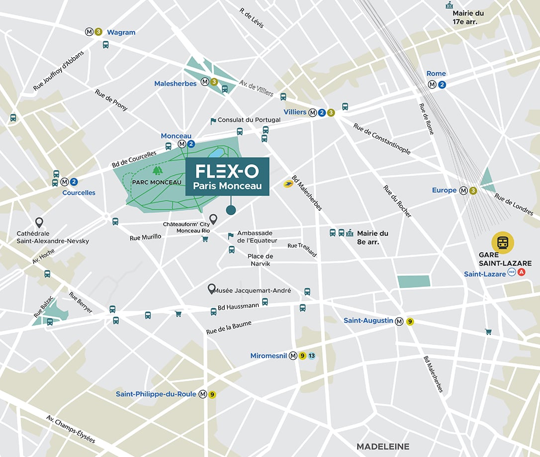 Localisation Flex-O Paris Monceau