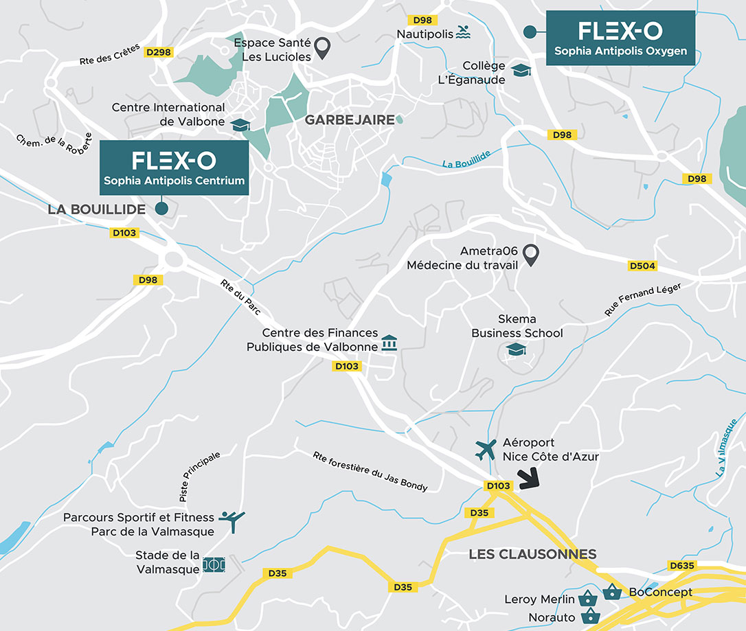 Localisation Flex-O Sophia Antipolis